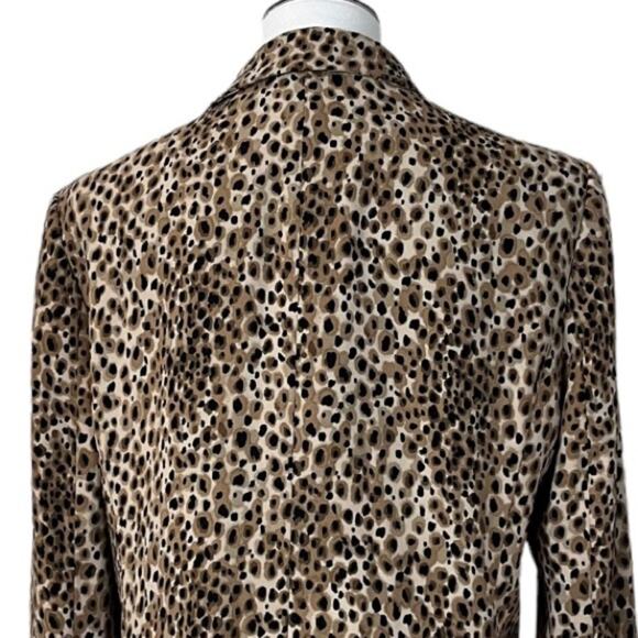 LOFT Women's Blazer Classic Wool Blend Leopard Print Open Front Soft Size 12 - Picture 8 of 12